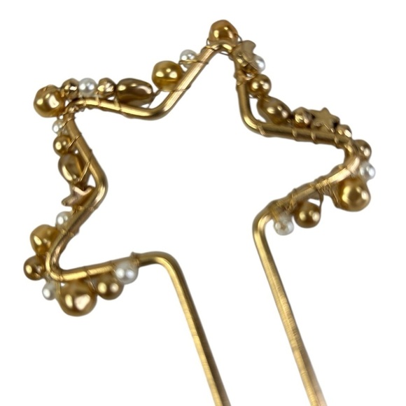 Anthropologie Bun Pin Gold Tone Pearl Moon Stars 7" BHLDN - Picture 3 of 5